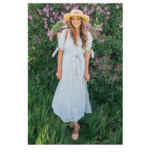 Julia Berolzheimer Reformation Safari Green White Stripe Dress XS